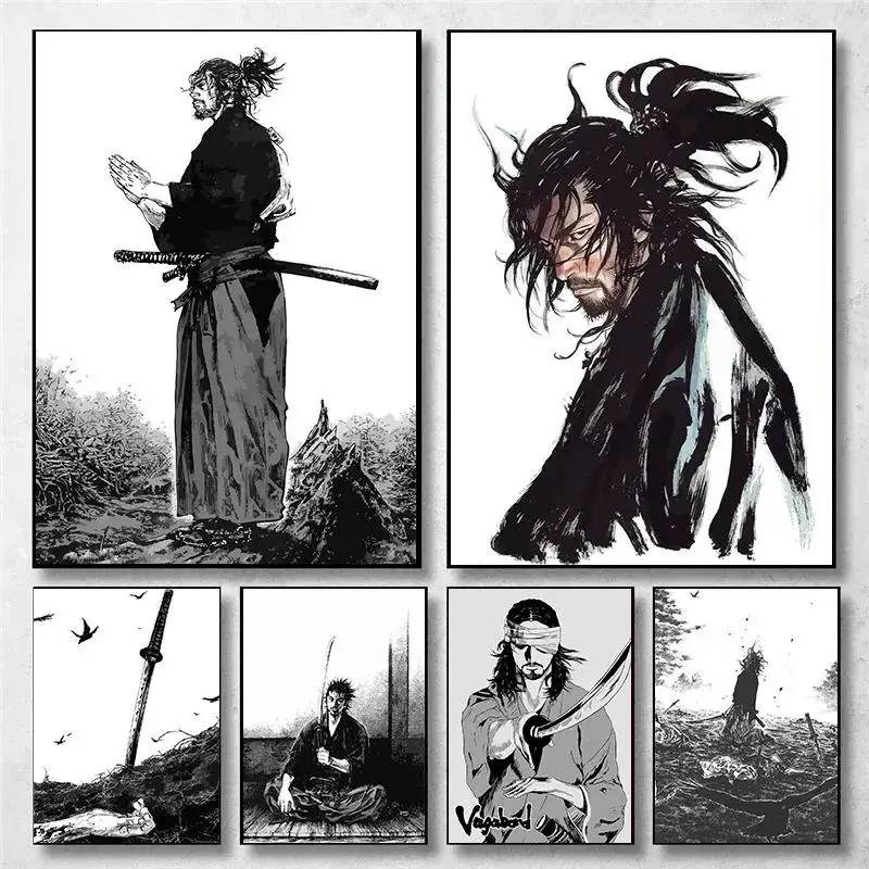 Anime Merchandise Posters - 빈티지 일본 애니메이션 벽 예술 미야모토