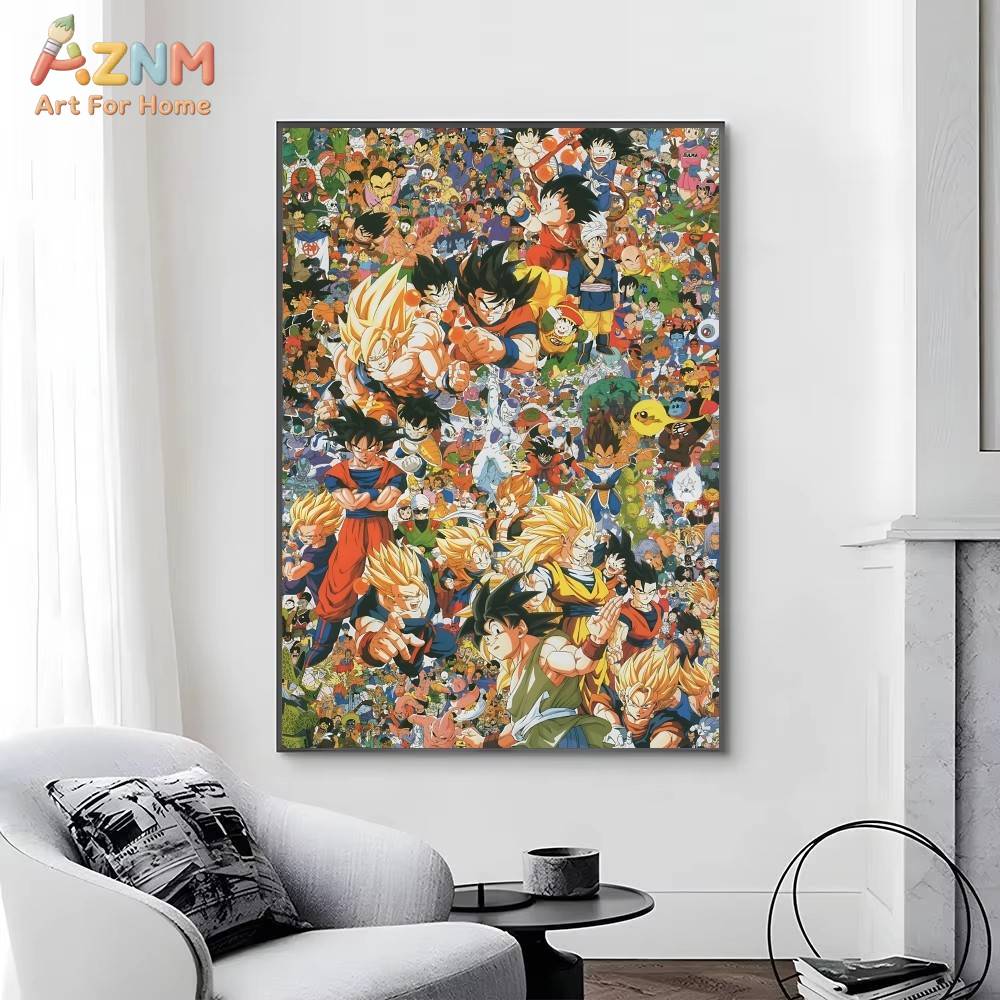 AZNM 드래곤 볼 Z 프레임 없는 캔버스 프린트 고쿠 - Anime Merchandise Posters 리뷰 및 가격